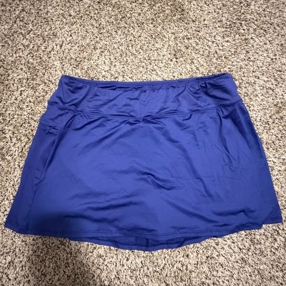 24th & Ocean Womens Navy Blue Solid Swim Skort Plus Size 16W TF0G698W NWT